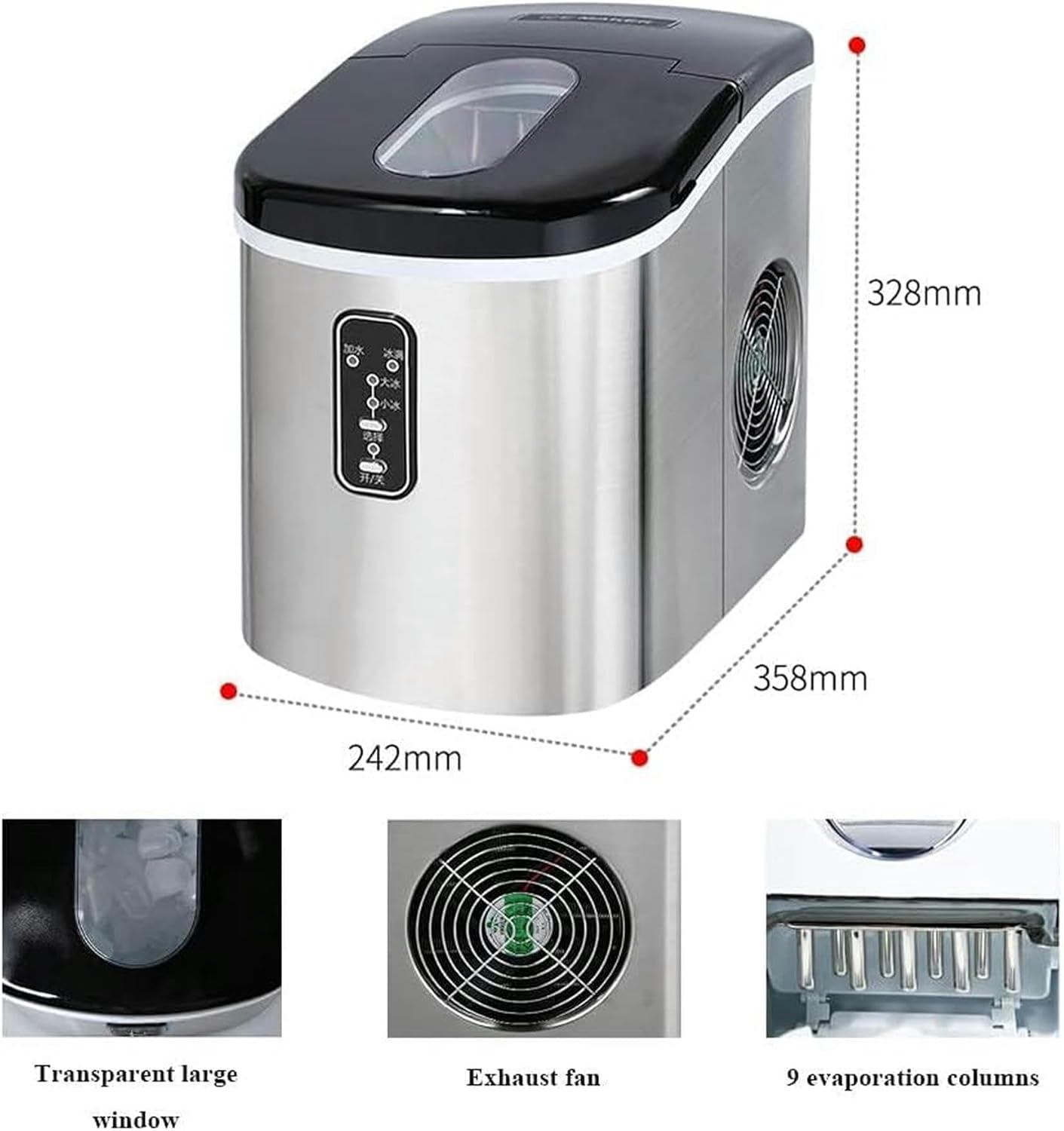 Ice Machine Maker,Countertop Ice Cube Maker with 2.2L Tank Ice Maker Machine 16kg Ice in 24 Hrs Ice Maker Ice Cubes Ready in 6-13Mins Ice Maker Smart Touch Control (Blue) (Blue)