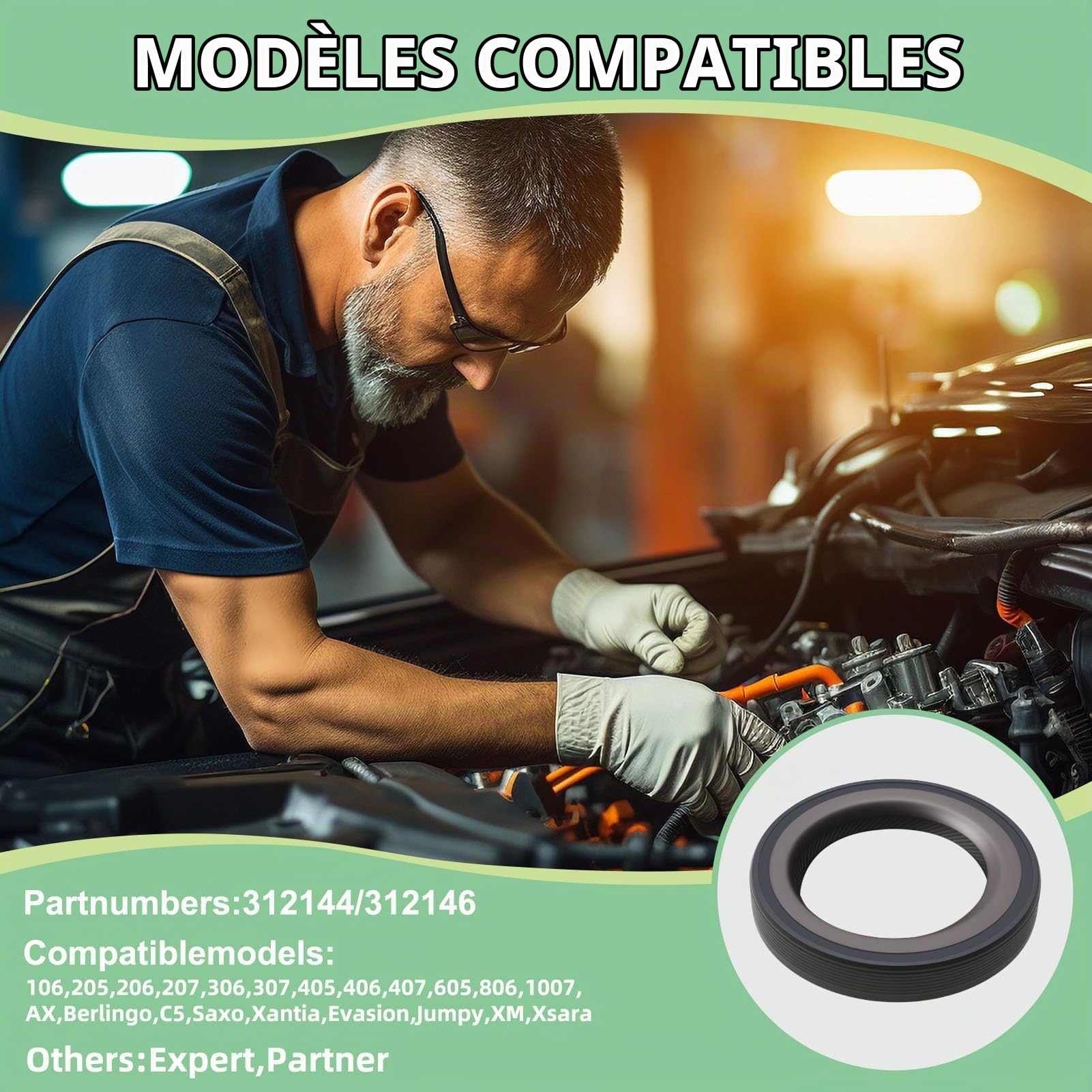 Joints Spi Boite à Vitesse Bagues d’Étanchéité OEM 312144/312146 Joint Spi Compatible Peugeot 106 205 206 207 306 307 405 406 407 et Citroën Berlingo C5 Saxo Xantia