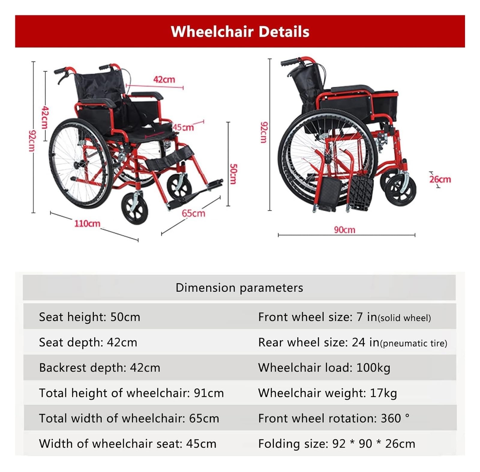 Silla De Ruedas Plegable Silla De Ruedas, Silla De Ruedas Manual Ligera, Sillas De Ruedas Plegables Ligeras, Reposapiés Abatibles, Brazos Extraíbles Y Abatibles For Facilitar La Transferencia