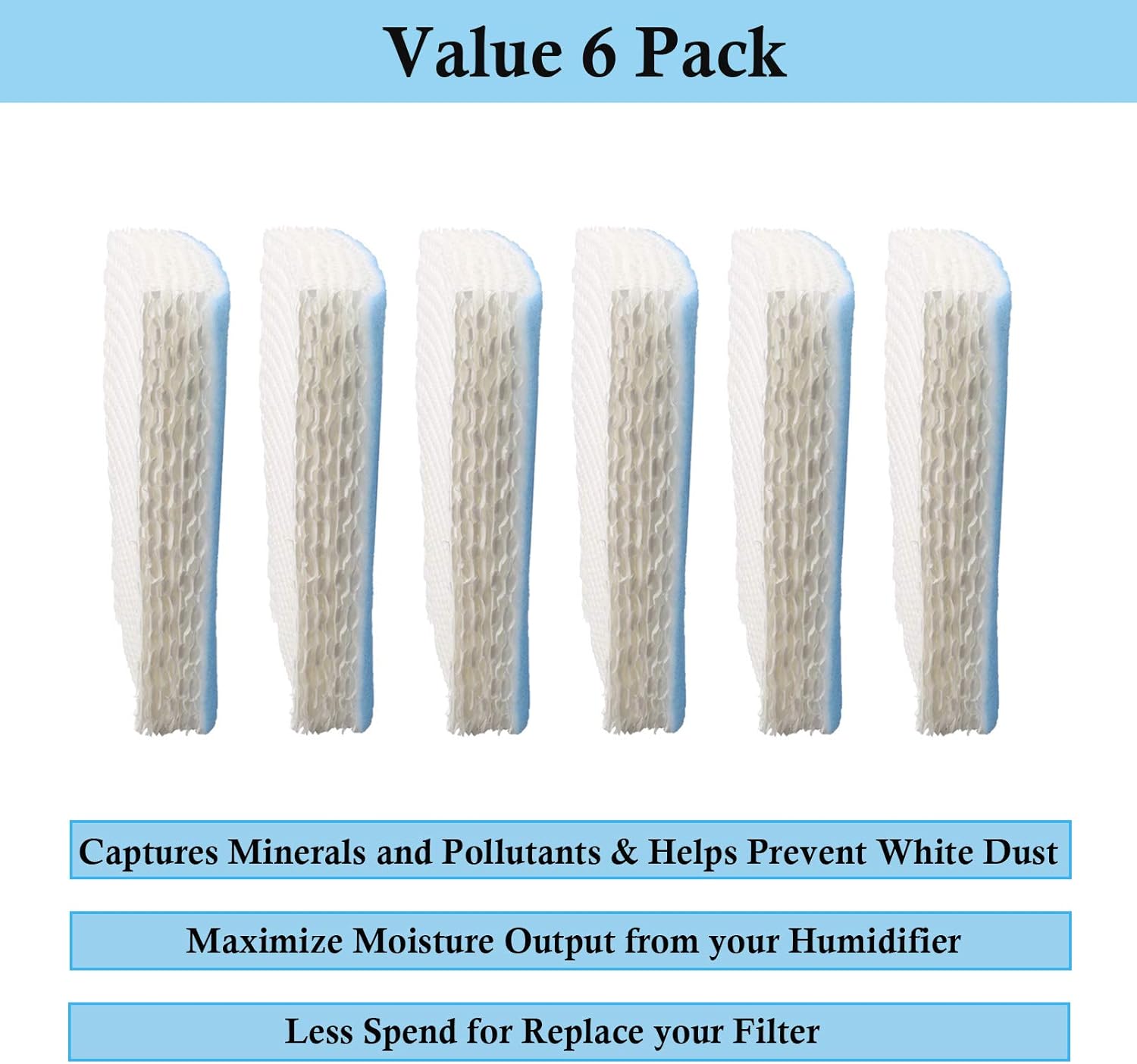 6 Pack Replacement Humidifier Filter HFT600 Filters T for Honeywell HFT600 HEV615 HEV615B HEV615W HEV620 HEV620B HEV620W HEV-615 HEV-615B HEV-615W HEV-620 HEV-620B HEV-620W