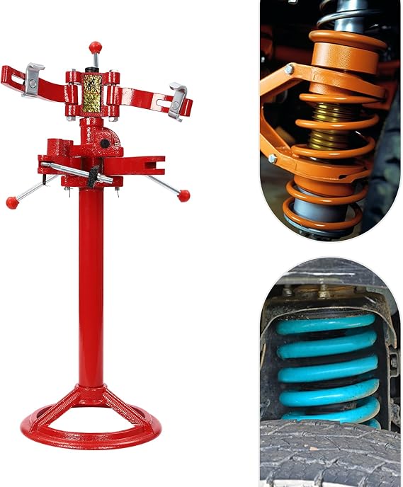 Vehicle Auto Spring Compressor, Hand Operate Strut Spring Compressor, Spring Coil Compressor, 2200 Lbs Capacity Jack Compression Tool w/Adjustable Height (Red)