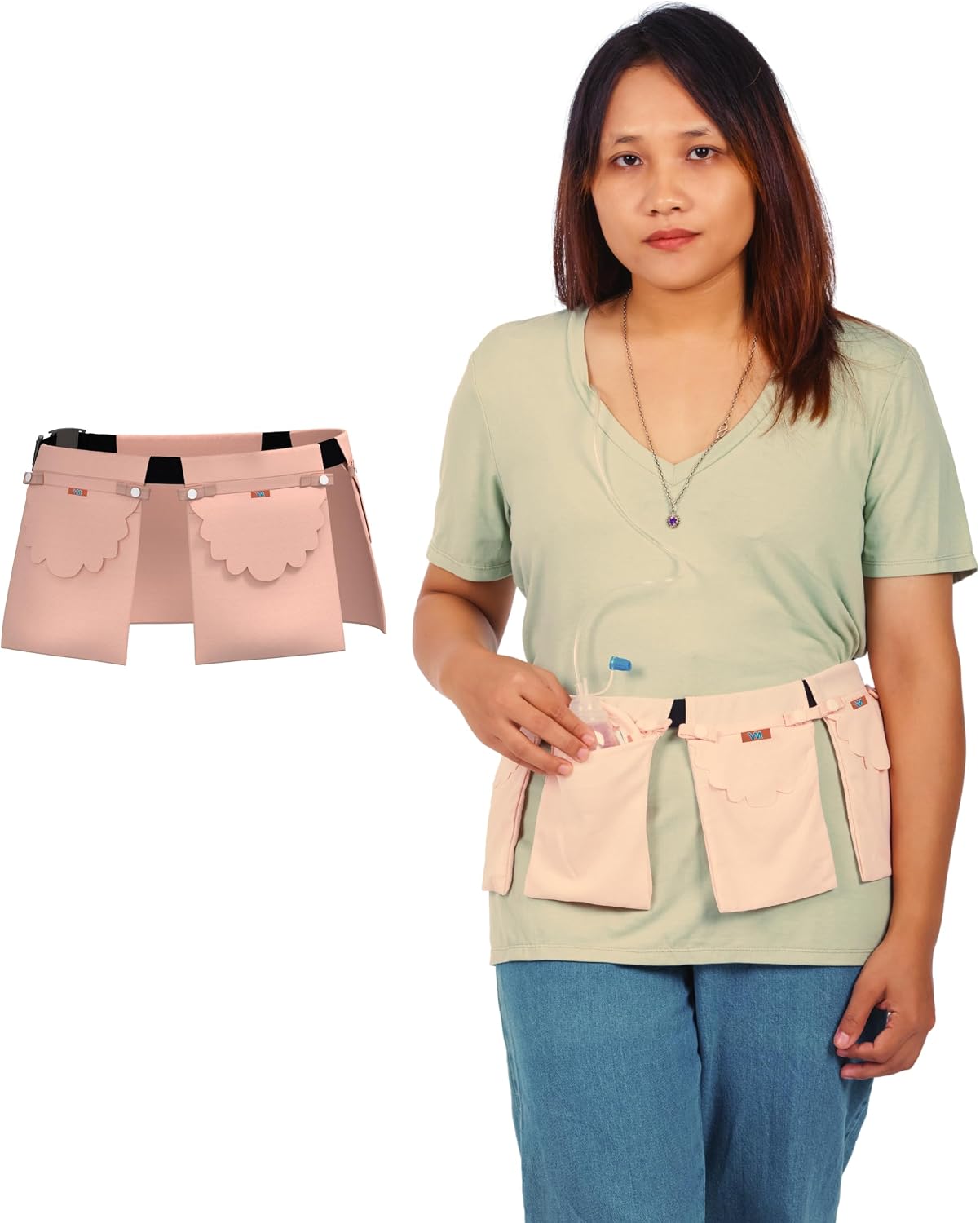 Adjustable Mastectomy Recovery Drain Holder Drainage Pouches[Four Bags] for Hassle-Free Comfortable Post-Surgery Drainage Support and Secure Drain Management (Pink)