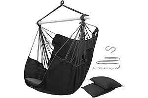 Indoor Hammock Chair Swing with Steel Bar and Safety Rings