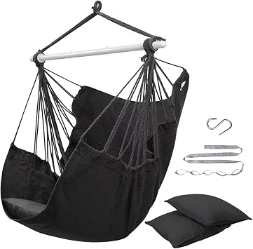 ADVOKAIR Hammock Chair Swing, Heavy-Duty Hanging Rope Swing Seat Supports 500 Lbs, Ideal for Outdoor Patio, Backyard, Porch, Deck & Indoor Bedroom Use