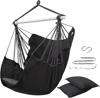 ADVOKAIR Hammock Chair Swing, Heavy-Duty Hanging Rope Swing Seat Supports 500 Lbs, Ideal for Outdoor Patio, Backyard, Porch, Deck & Indoor Bedroom Use