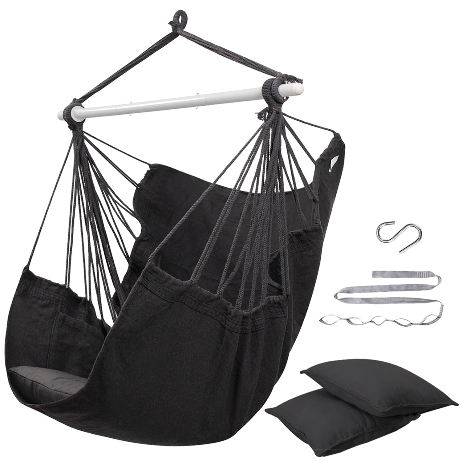 ADVOKAIR Hammock Chair Swing, Heavy-Duty Hanging Rope Swing Seat Supports 500 Lbs, Ideal for Outdoor Patio, Backyard, Porch, Deck & Indoor Bedroom Use