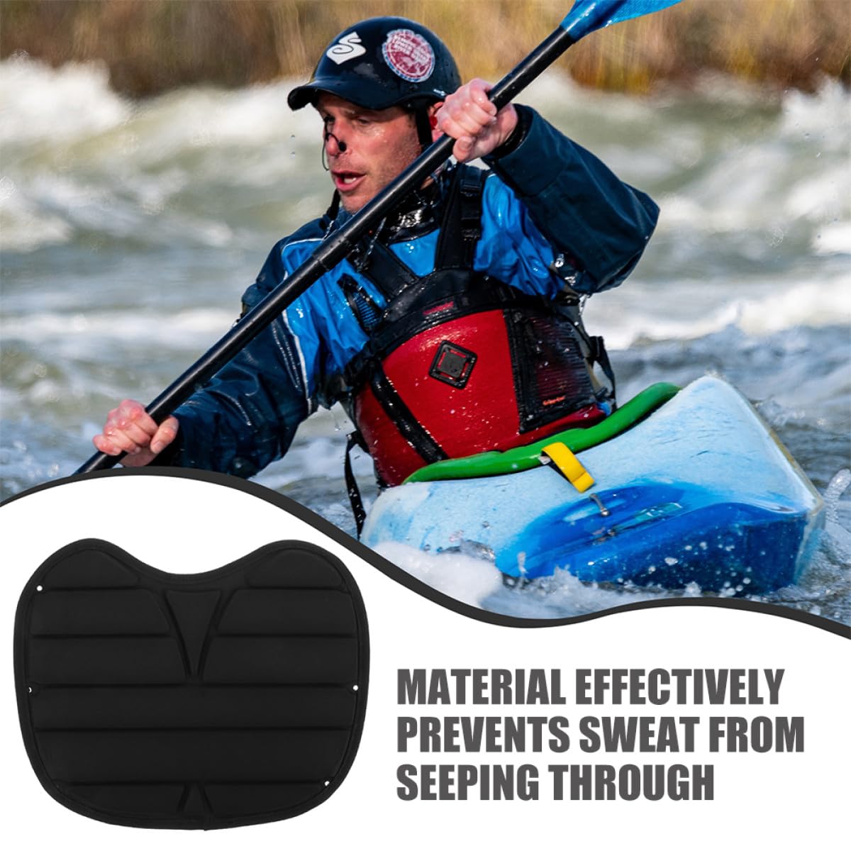 2 Stück-Pack Atmungsaktive Rückenlehnenpolster aus Schwamm für Kajak mit Ergonomischem Design Bequemes Sitzkissen für Outdoor Kajakfahrten in Schwarz