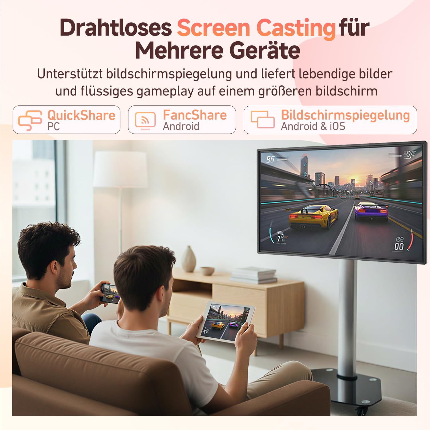 JAV Interaktives Whiteboard Smart Board 43 Zoll Android 14 Google EDLA Zertifiziert Drehbares Smart Screen 8+128 GB Digitales Whiteboard für Live Streaming Büro Klassenzimmer (Inklusive Wandhalterung)