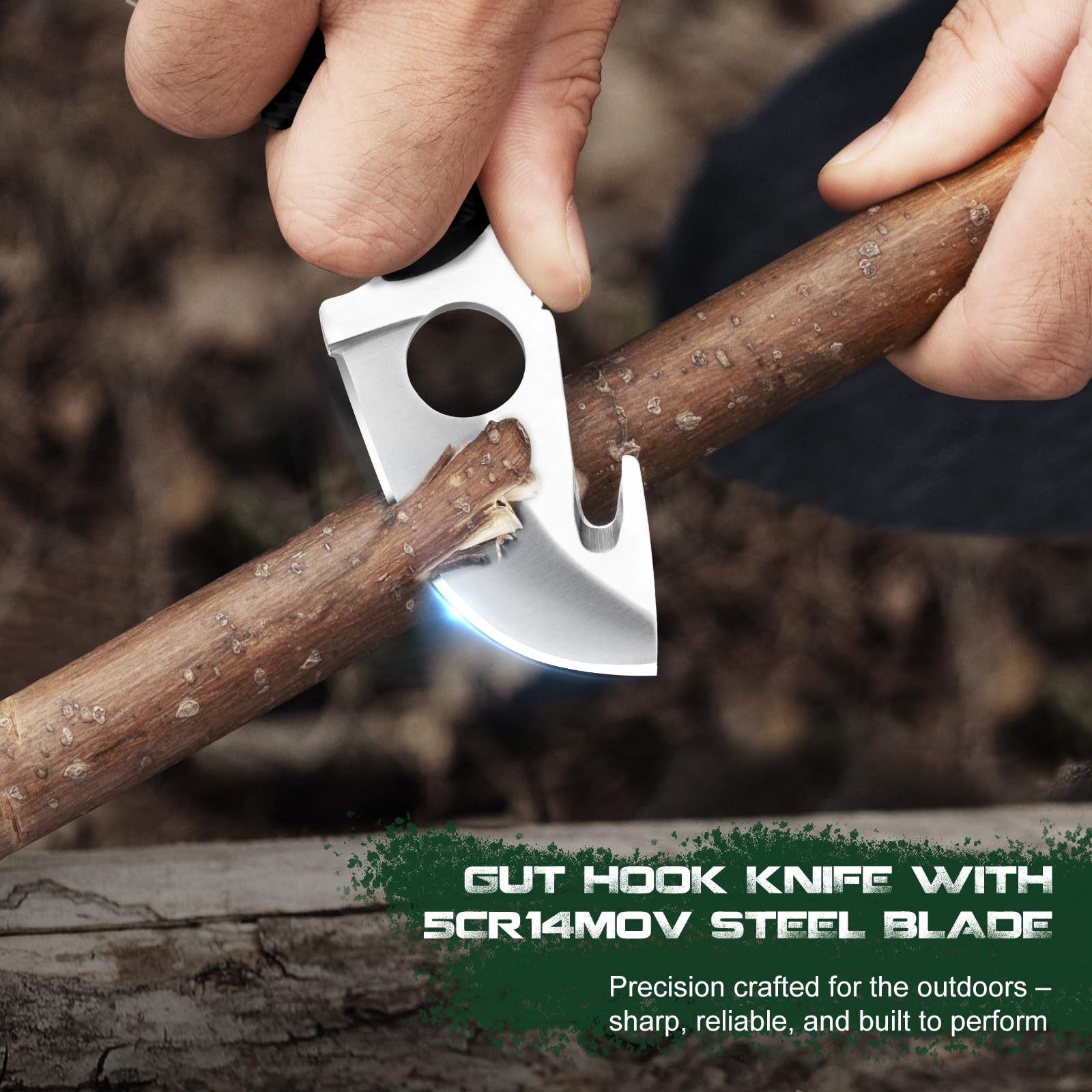 HO-YN coltello da esterno, clip regolabile a 360°, lunghezza lama di 6,2 cm, un buon coltello collana con gancio con tubo integrato.