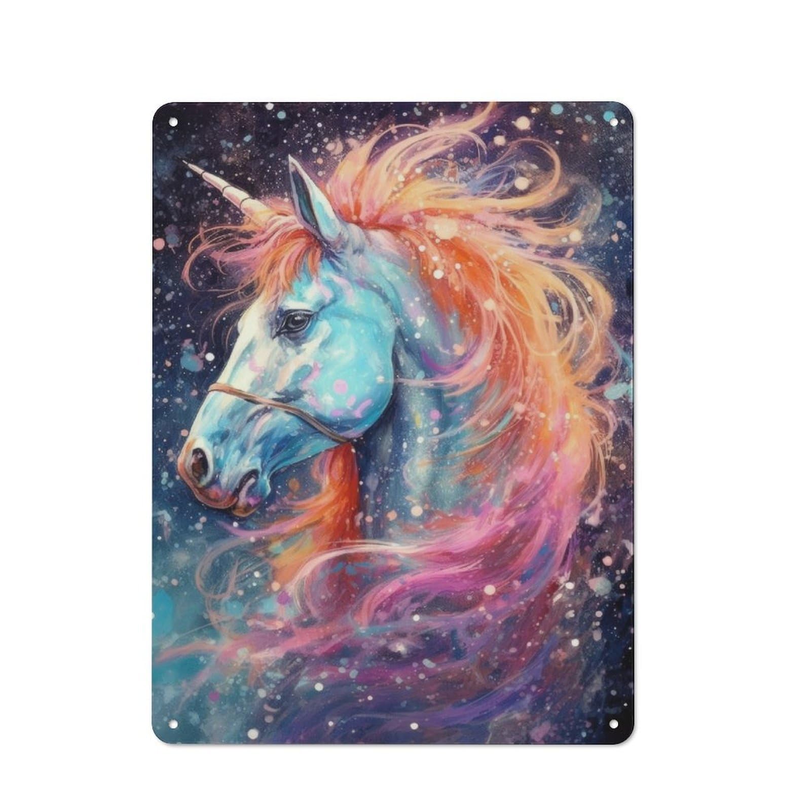Junmoney Cosmic Fantasy Unicorn Tin Wall Plaque 40X30cm With For Workshop Wall, Suited To Makers And Diy Enthusiasts