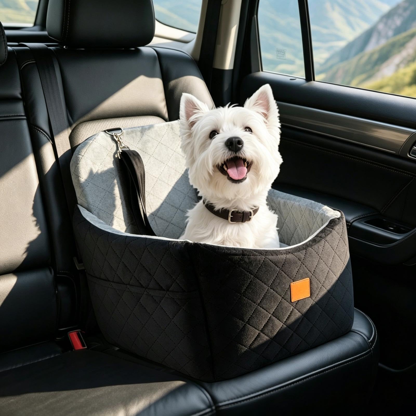 Autositz für Hunde Memory--Reisebett | Welpen-Autositz für Tägliche Pendelfahrten, Roadtrips, Lange Autofahrten, Reisen, Urlaub, Tierarztbesuche, Park, Ladefläche,