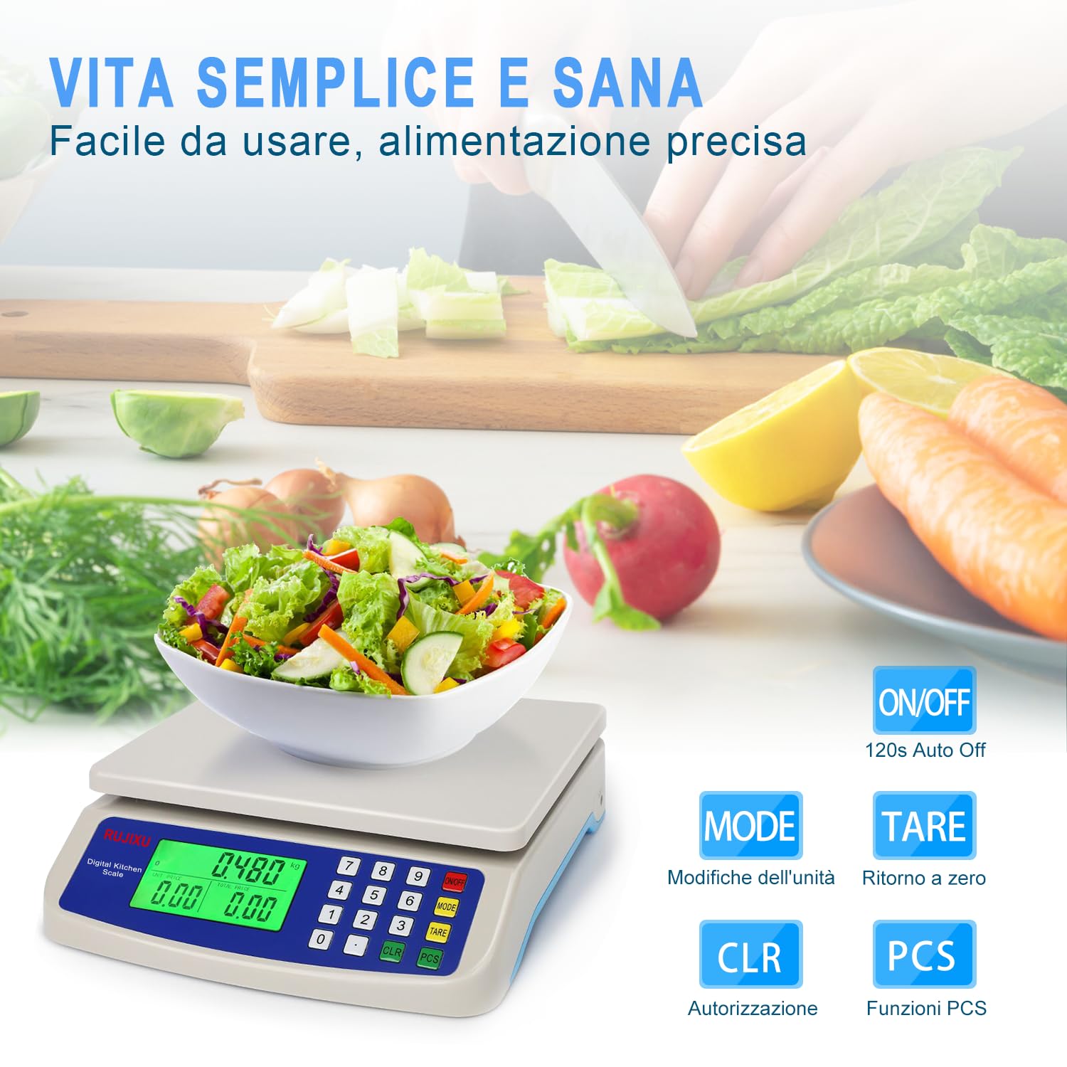 Bilancia digitale da cucina 30kg Bilancia da Cucina Elettronica Precisione con Funzione PCS Tare Plastica ABS Display LCD Peso Cucina bilance Fatturazione professionali