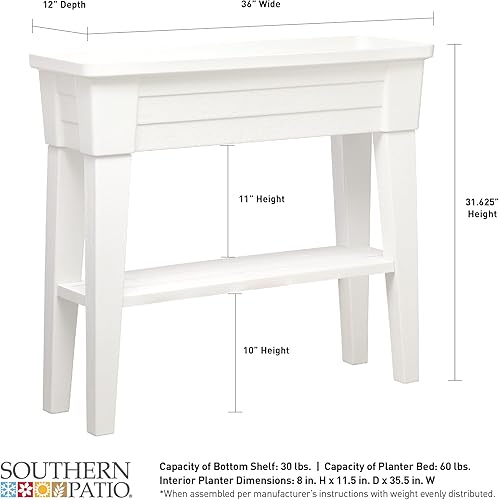 Miniatura 7 de Southern Patio Maceta elevada con estante de almacenamiento para cultivar flores, hierbas, verduras y frutas, capacidad de 40 cuartos de galón