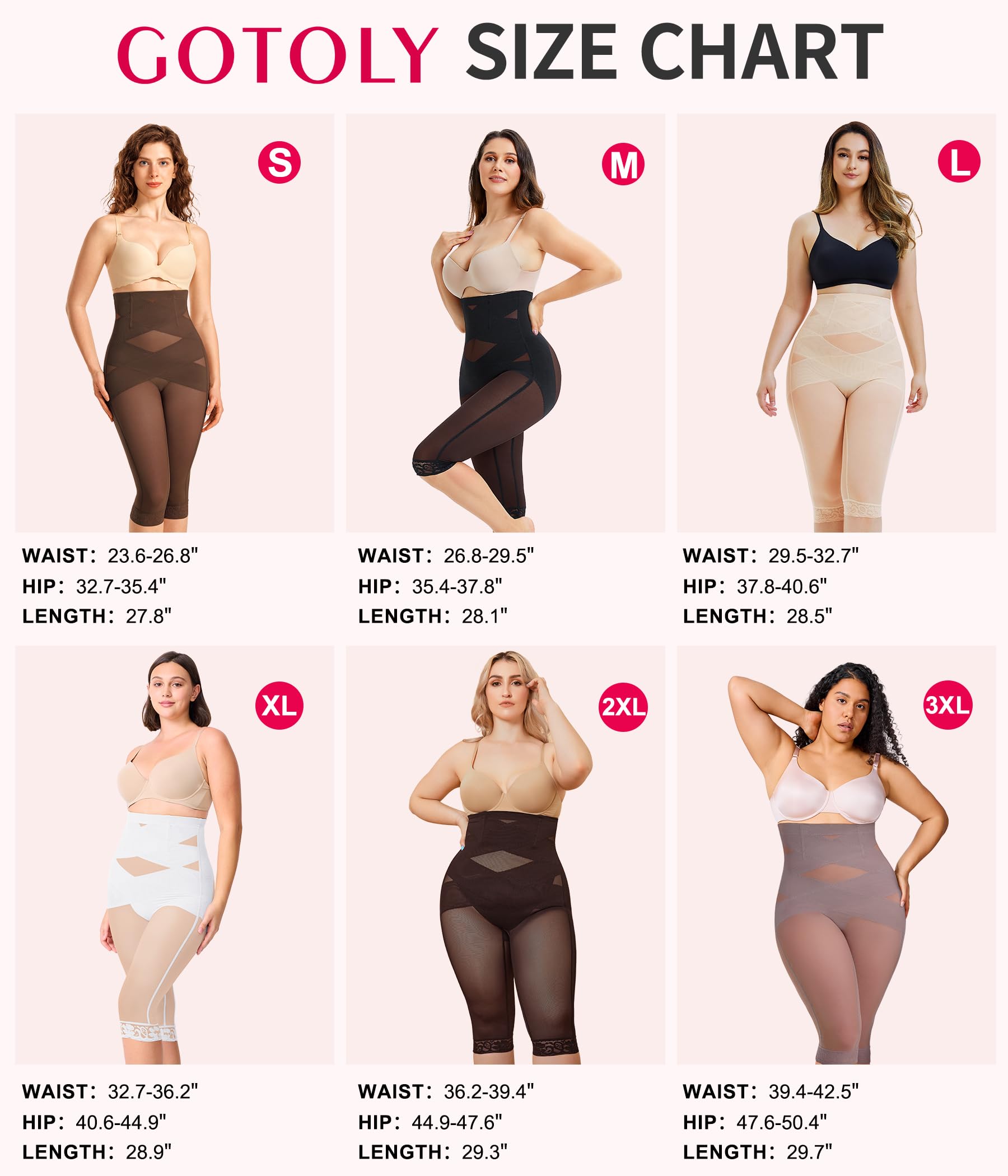 Gotoly Shapewear gainant gainant taille haute gainant fessier gainant capri shapewear short cuisses amincissant
