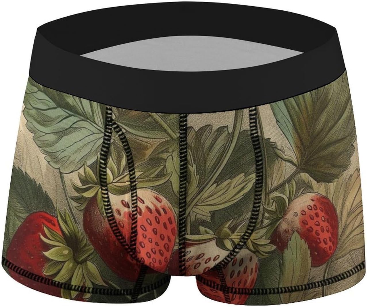 Red Strawberry Mens Boxer Briefs Short Breathable Underwear Trunks Soft Moisture-Wicking Boxer Shorts Novelty Underpants L
