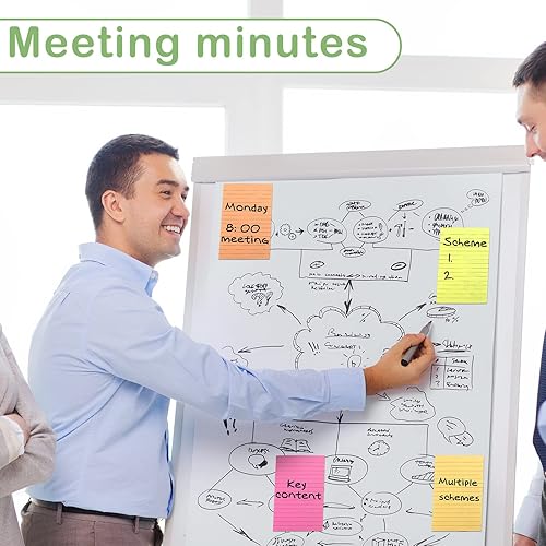 Miniatura 7 de Paquete de 24 notas adhesivas forradas de 4 x 6 pulgadas, bloc de notas adhesivas coloridas con líneas de rayas brillantes, bloc de notas