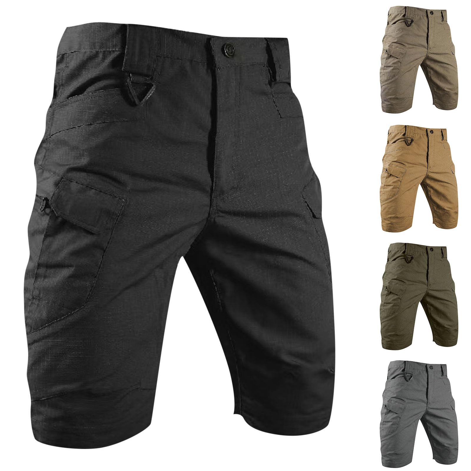 Pantaloni Corti da Lavoro Uomo-Pantaloncini Larghi in Corda Attillata Tinta Unita Sportivi Casual alla Moda da Uomo