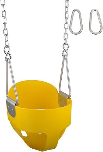 Columpio Set Stuff Highback Full Bucket (amarillo) con cadenas y ganchos y adhesivo con logotipo SSS