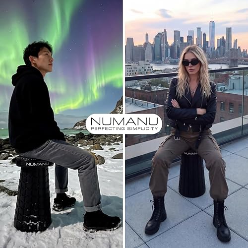 Miniatura 4 de NUMANU Taburete plegable XXL mejorado 2025 con cojín y bolsa, peso máximo de 1000 libras, 19.7 pulgadas, silla plegable telescópica retráctil