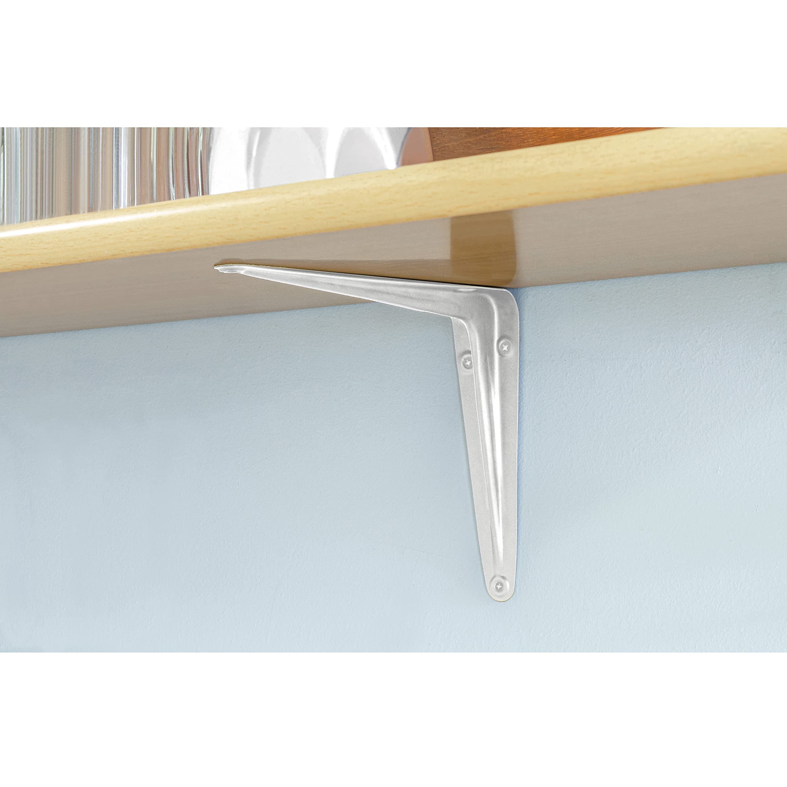 Amig - Lot de 10 Équerres d'étagère murale | Console pour étagère | Support étagère en Acier | Coleur: Blanc | Dimensions: 400 x 350 | Poids max.: 40 kg