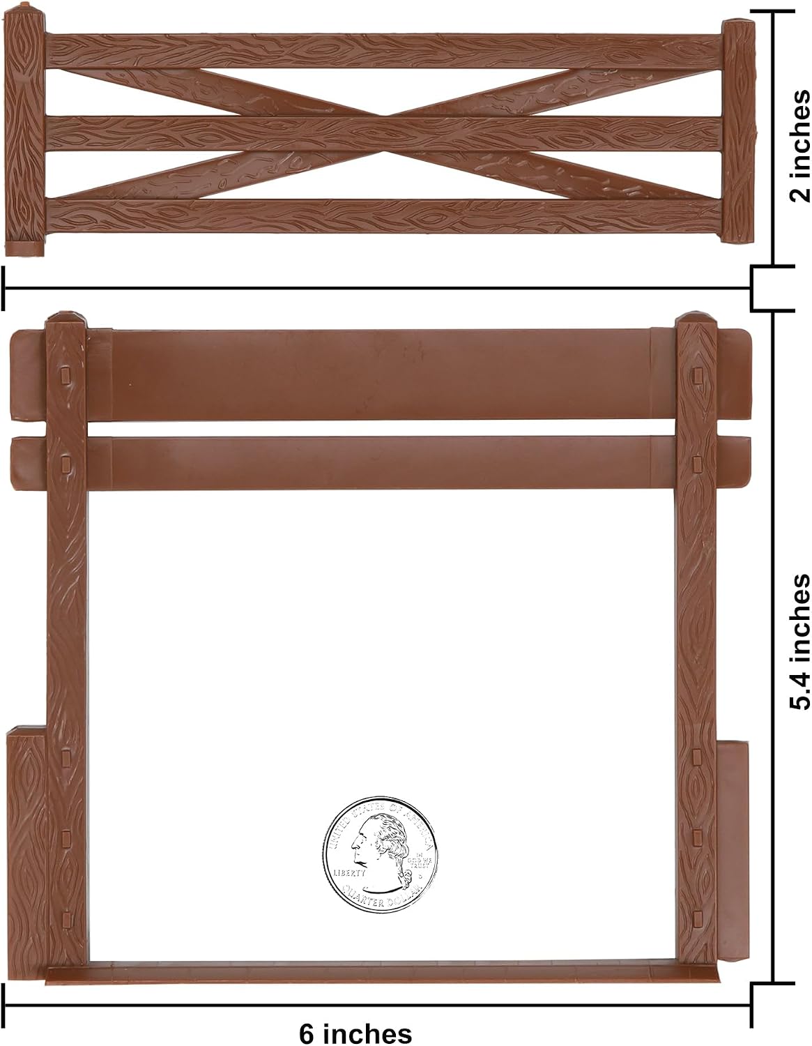 BMC Classic Marx Farm Ranch Fence & Gate - Brown 10pc Plastic Playset Accessory