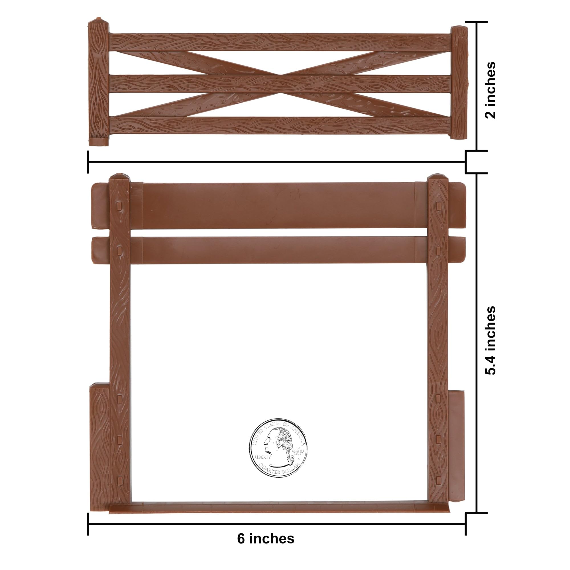 BMC Classic Marx Farm Ranch Fence & Gate - Brown 10pc Plastic Playset Accessory