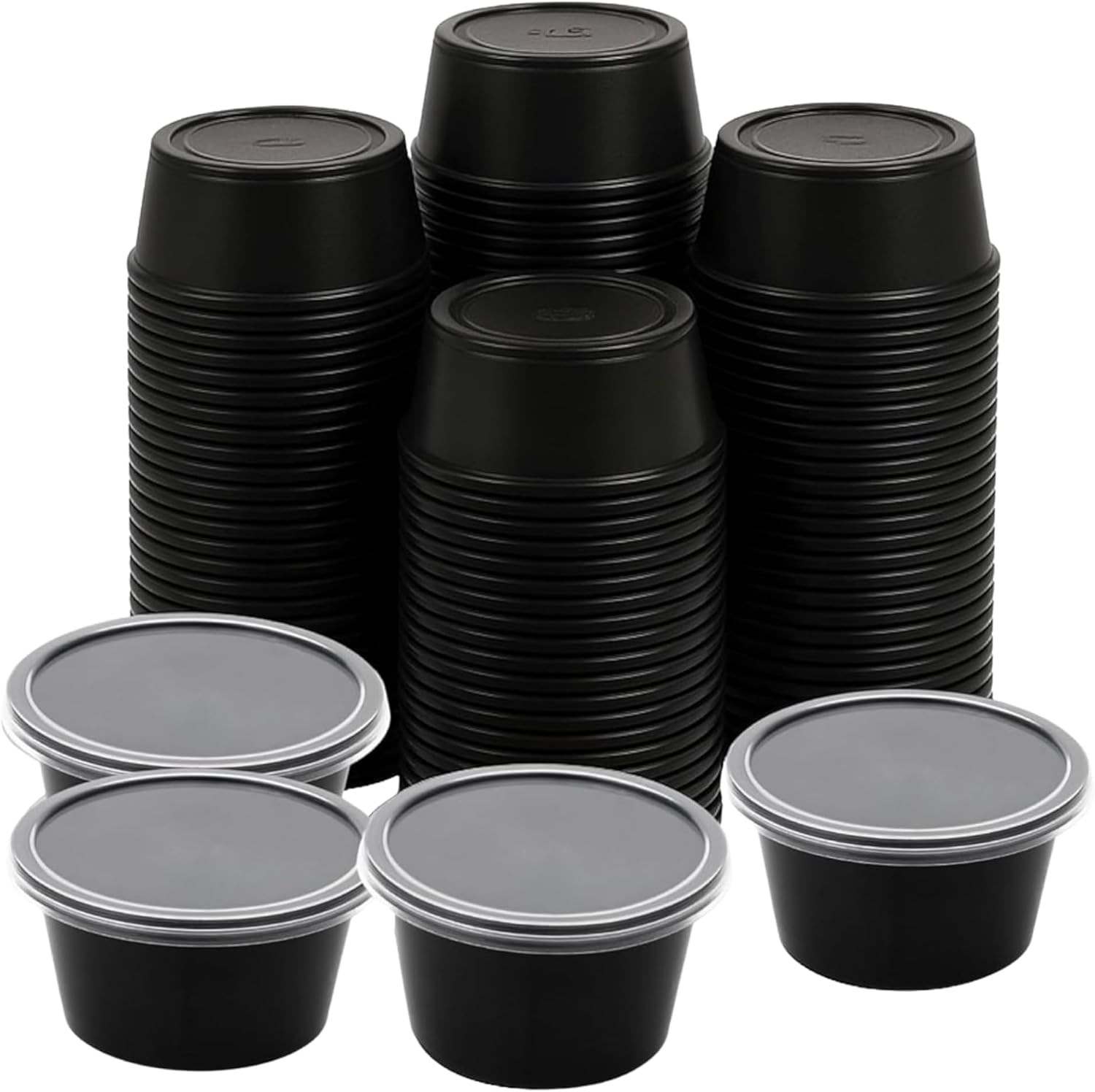 20-Pack Small Plastic Sauce Containers with Lids – Durable, Leak-Proof Portion Cups for Chutney, Ketchup, Dressing, Meal Prep & Takeout (Round)