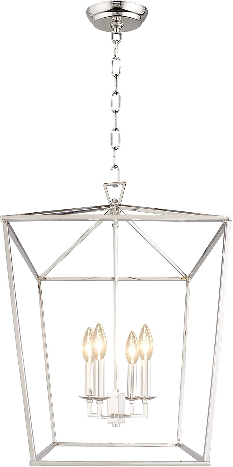 Darlana Openwork Lantern Pendant Stairway Entry Kitchen Hall Foyer Fixture Chandelier (Chrome)