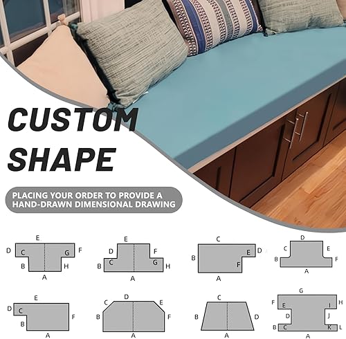 Miniatura 2 de Cojín de banco de tamaño personalizado, cojines de asiento de ventana 75D para interiores, cojines de banco duraderos para muebles de interior,