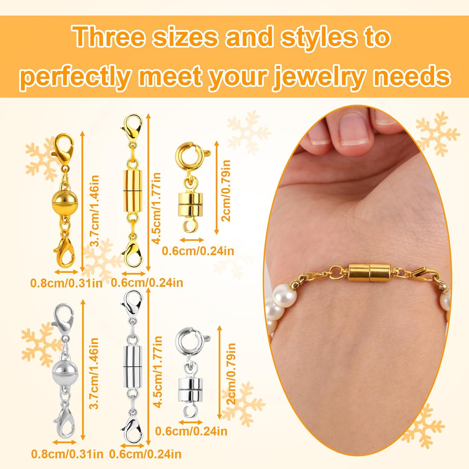 20pcs Magnetic Necklace Clasps and Closures, Zinc Alloy Fashionable Jewelry Magnet Clips Fasteners for Bracelet Necklace Anklet Chains Extender Finding Accessories (Gold & Silver) - Image 2