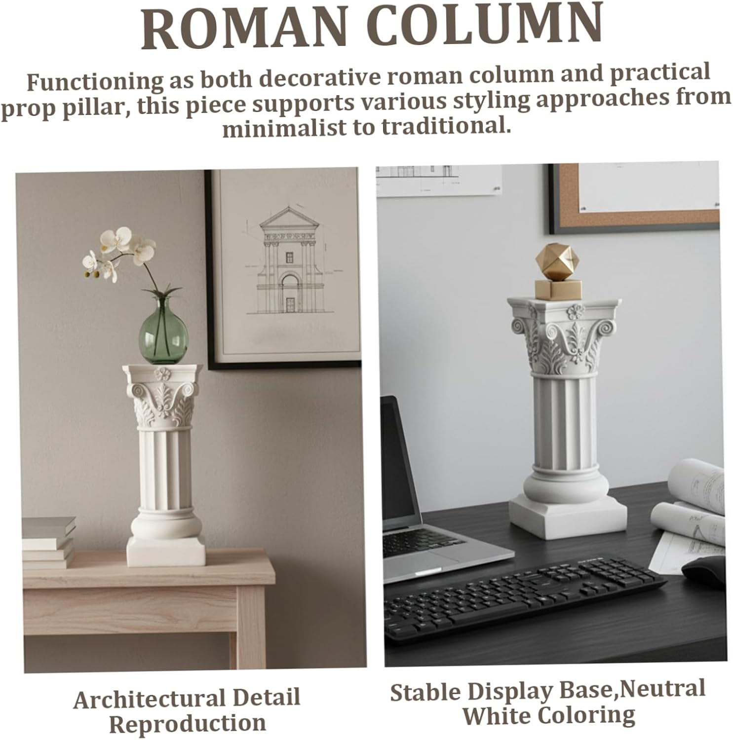 Roman Pillars Statues, 13.6inch Resin Greek Columns Pedestal Decor, Small Pillar Sculptures for Home Wedding Table Decorations