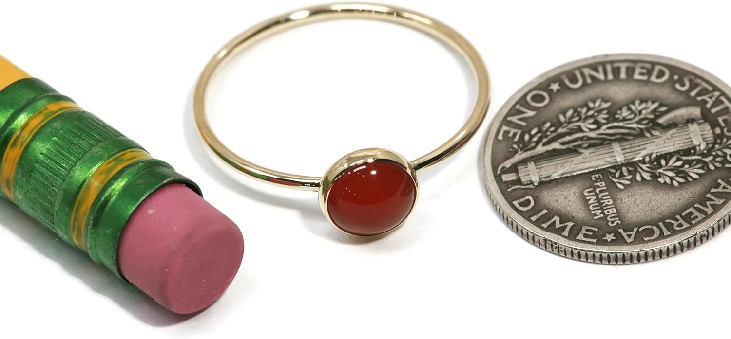 6mm Carnelian 14K Gold Filled Skinny Ring Sizes 5-8
