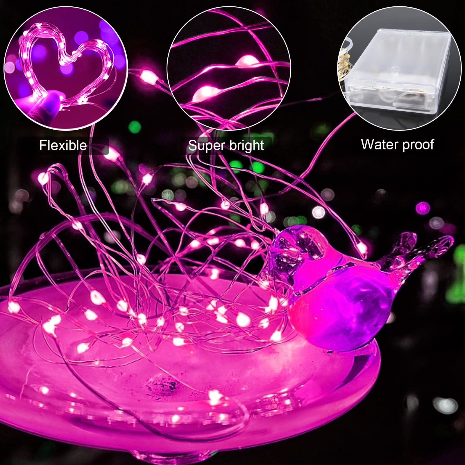 RcStarry 12er-Set Micro LED Lichterketten – 3m, 30 LEDs, Warmweiß, Batteriebetrieben, Wasserdicht IP65