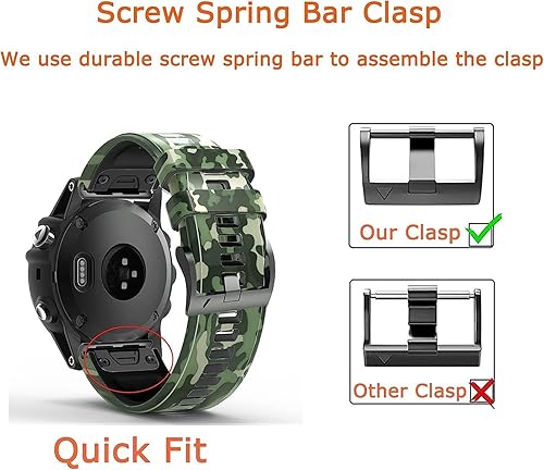 Miniatura 7 de Correa de reloj de silicona de camuflaje de ajuste rápido de 1.024 in compatible con Garmin Fenix 7xFenix 6x ProFenix 6xFenix 5x PlusFenix 3Fenix 3