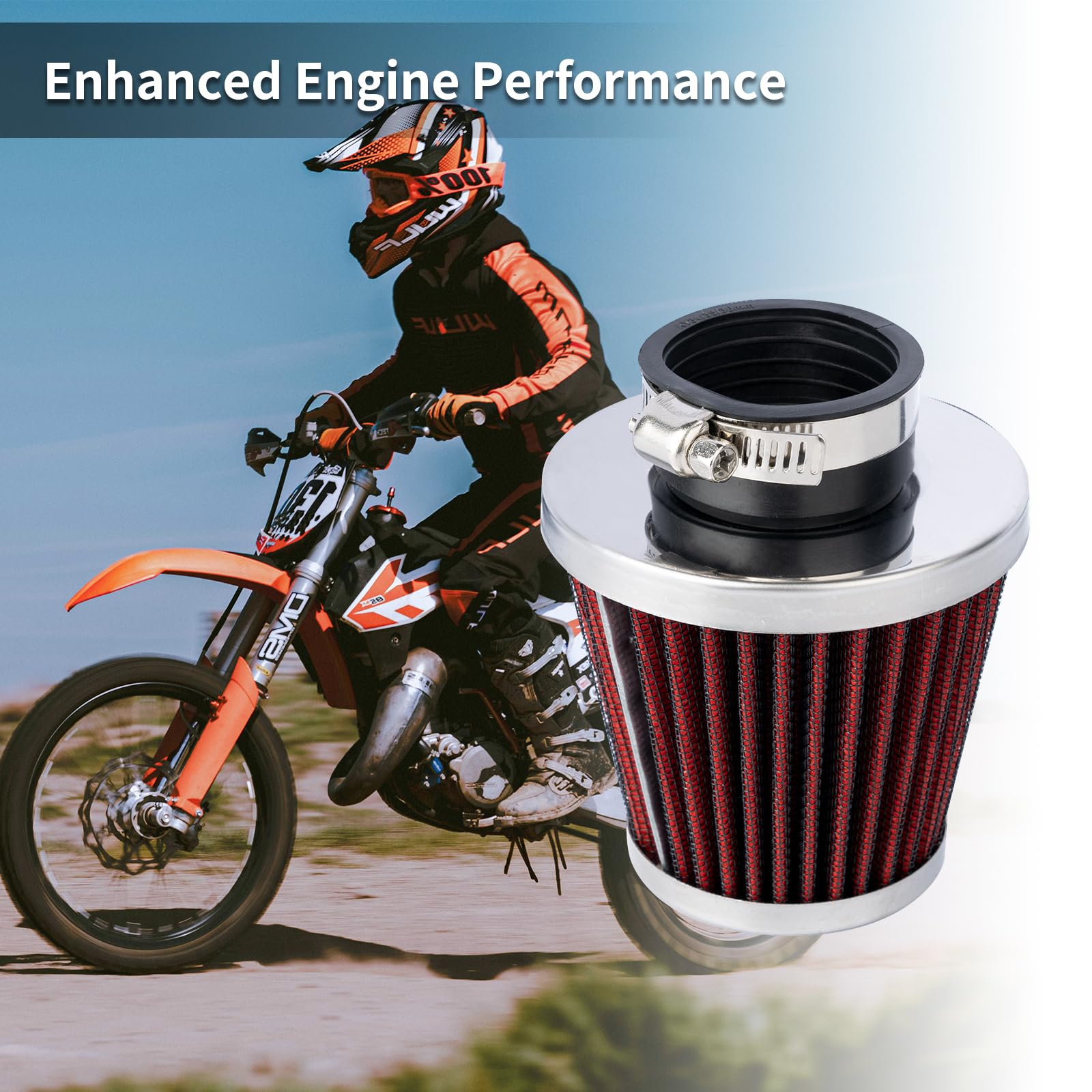 Evermotor Air Filter for Motorcycle, Air Cleaner Carburetor 48mm 49mm 50mm