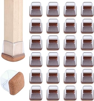 Amazon Ezprotekt 椅子脚カバー 24枚入り 椅子 あし カバー フェルト 傷防止 マット 滑り止め 椅子足キャップ 防音 床傷防止 取り付け簡単 家具保護パッド 防震 おしゃれ 方 クリア 一辺28mm 35mm 角脚 床保護マット チェアマット オンライン通販