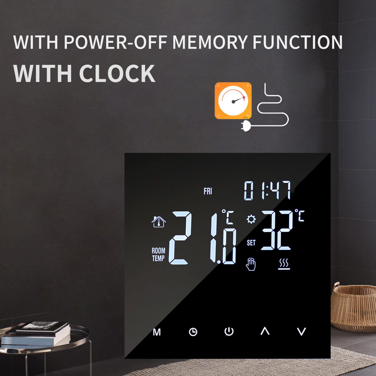 Inteligentny termostat grzewczy, cyfrowy regulator temperatury, ekran dotykowy LCD, programowane tygodniowe ogrzewanie podłogowe i termostat bojlera gazowego, ochrona przed zamarzaniem do domu,