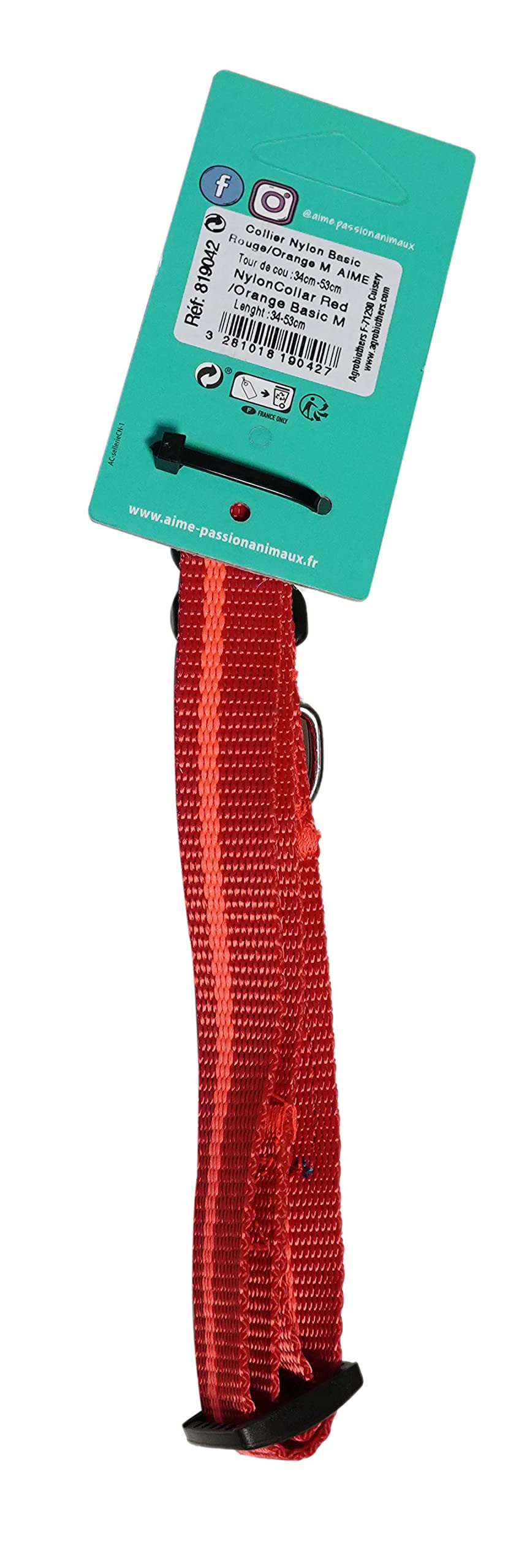 Yago Hundehalsband Nylon Gr. M – Rot/orange, 34-53 Cm, Weich & Bequem, 20 Mm Breite