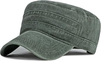 Mens Washed Cotton Army Cap Vintage Military Flat Top Outdoor Baseball Hats