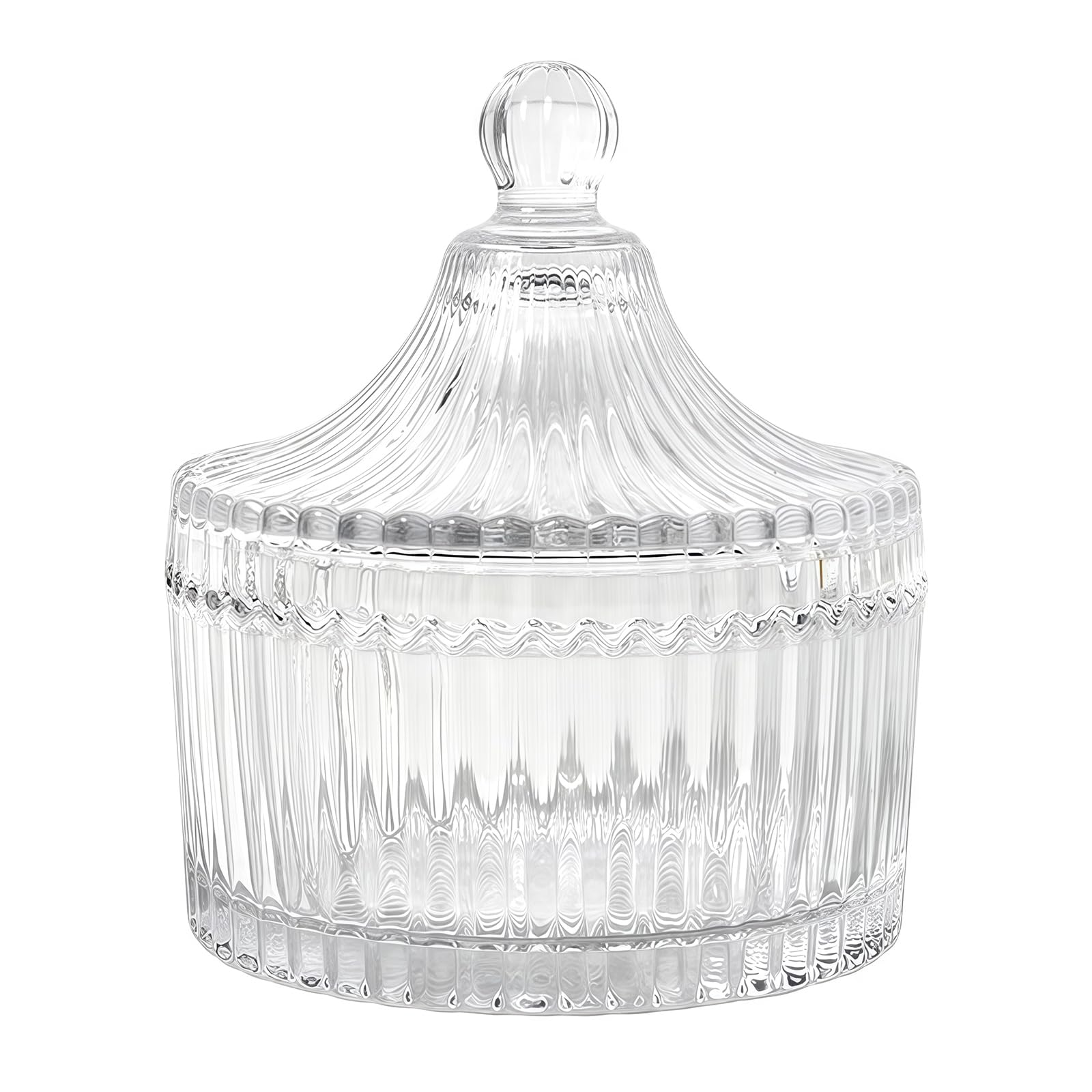 Upstore GO2CAMPS Alsaqer 300ml/10oz Tent Shaped Crystal Glass Candy Dish with Lid Candy Box Sugar Bowl Jar Biscuit Barrel Candy Buffet Storage Container for Home Office Desk Decor