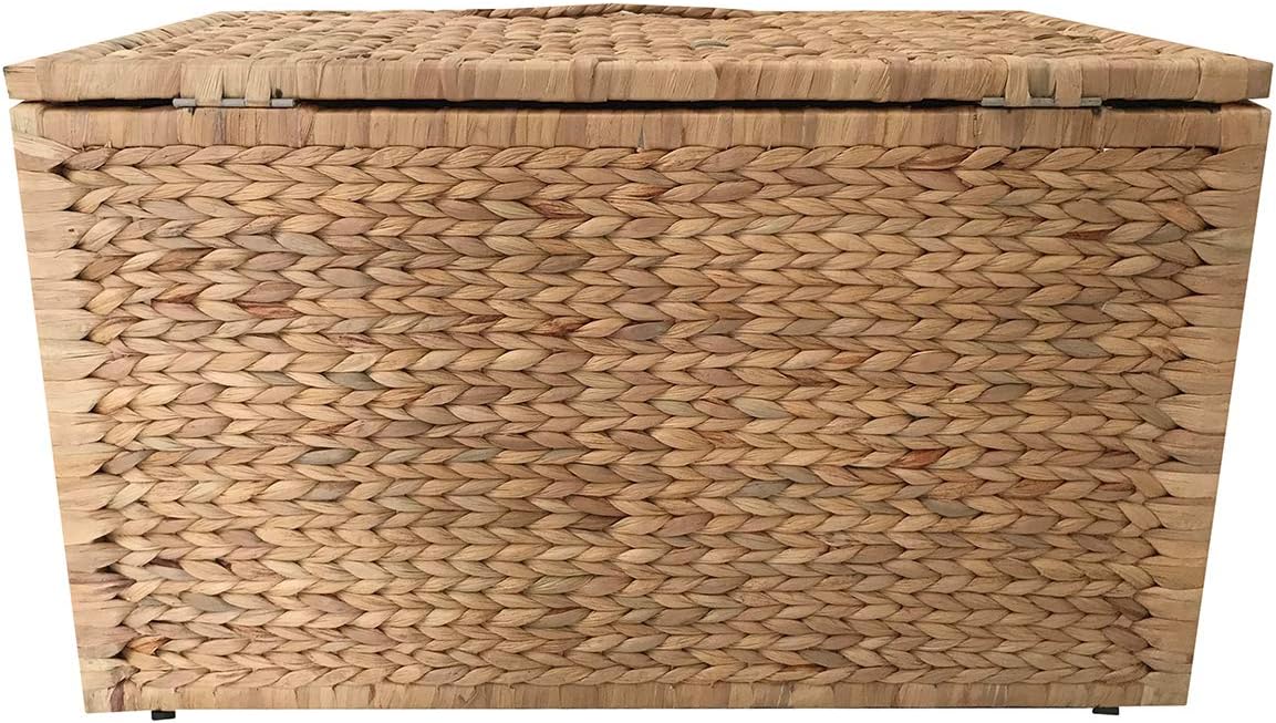 eHemco Heavy-duty Water Hyacinth Wicker Storage Trunk with Metal Frame, 30 by 17.5 by 17.5 Inches, Natural : Home & Kitchen