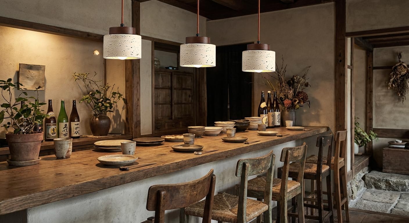 7W Lampadario Pietra Gialla Travertino Naturale Lampadari Giapponese Wabi Sabi Lampadario Decorativo Altezza Regolabile Lampada Moderno per Camera da Letto Sala da Pranzo Soggiorno Ingresso 12*10cm