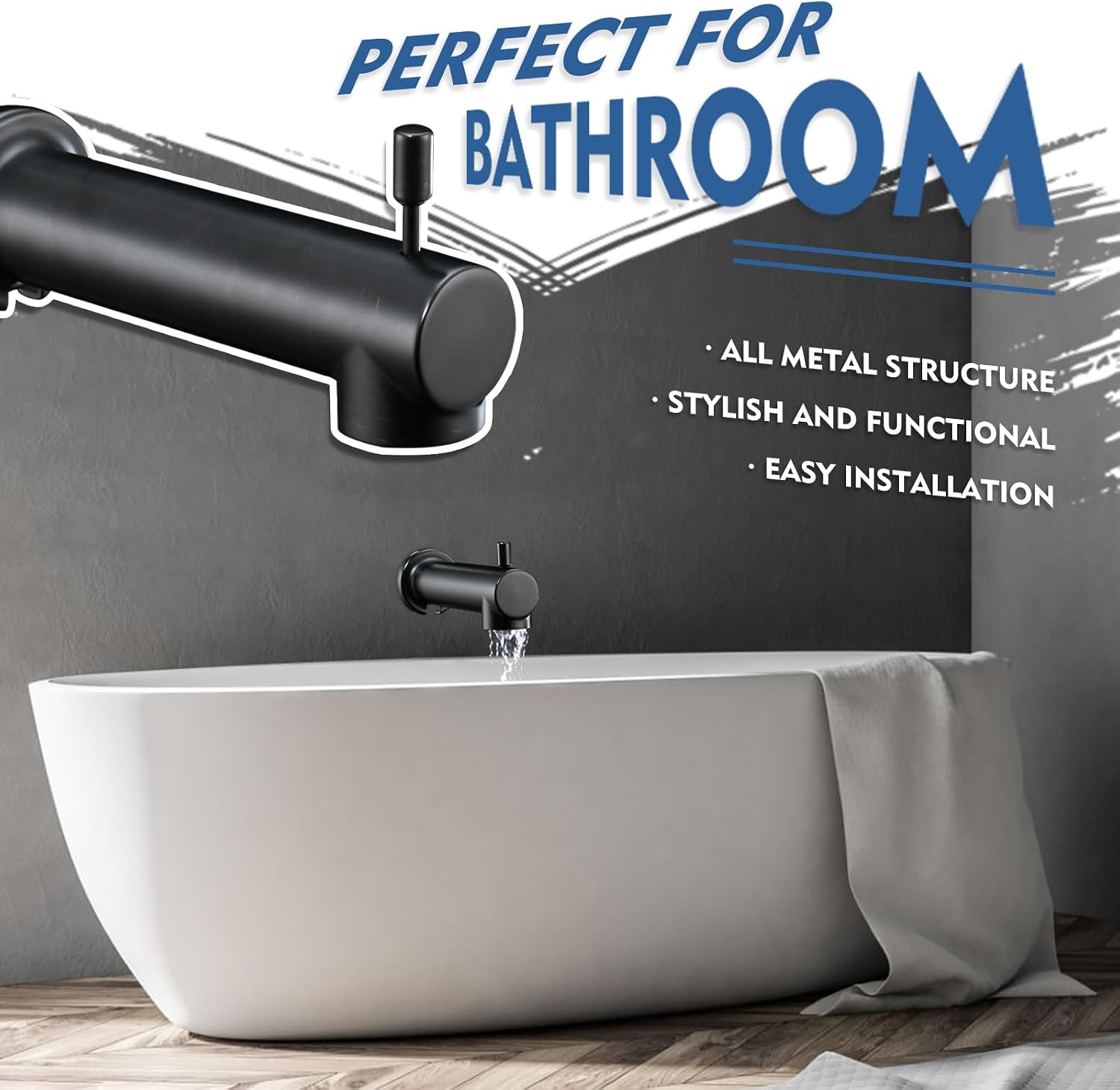 Slip on Extra Long Tub Spout with Diverter Universal Tub Diverter Spout for 1/2" Copper Water Pipe, Oil Rubbed Bronze