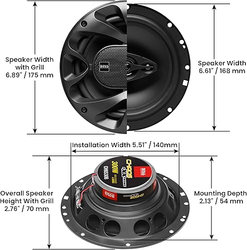 Miniatura 9 de BOSS Audio Systems CH6530 - Altavoces de automóvil - 300 vatios de potencia por par y 150 vatios cada uno 65 pulgadas rango completo 3 vías se