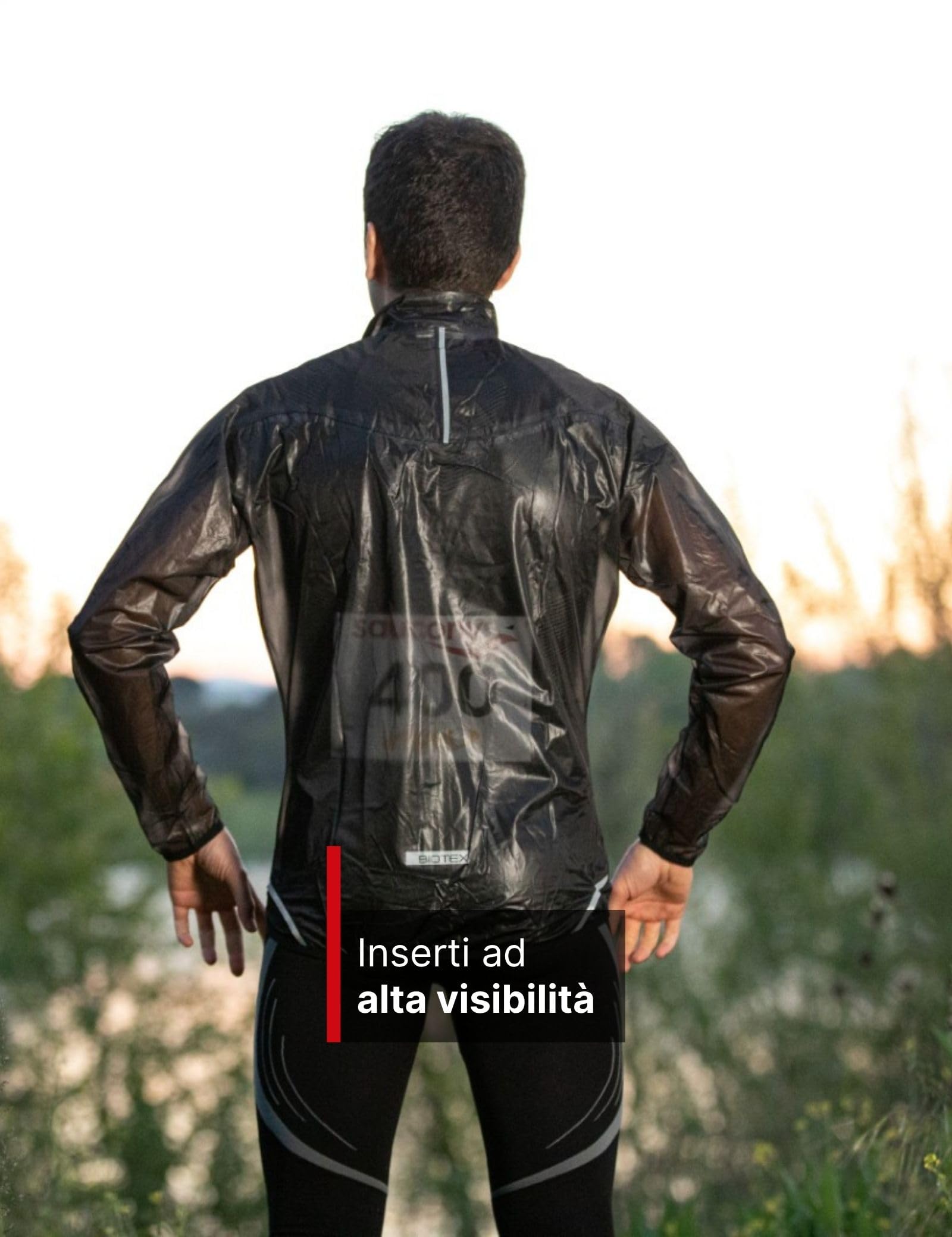BIOTEX Giacca Rain Unisex Antivento e Impermeabile, Leggera e Traspirante, per Outdoor e Ciclismo