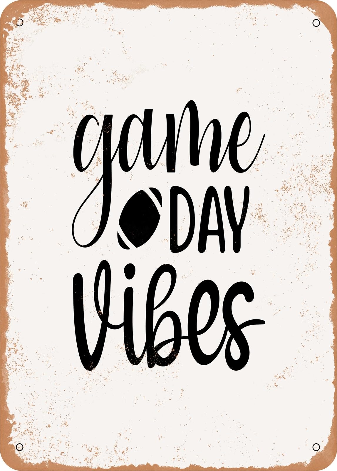 Miaomansenstore Metal Sign - Game Day Vibes - 2 - Vintage Rusty Look Home Decor