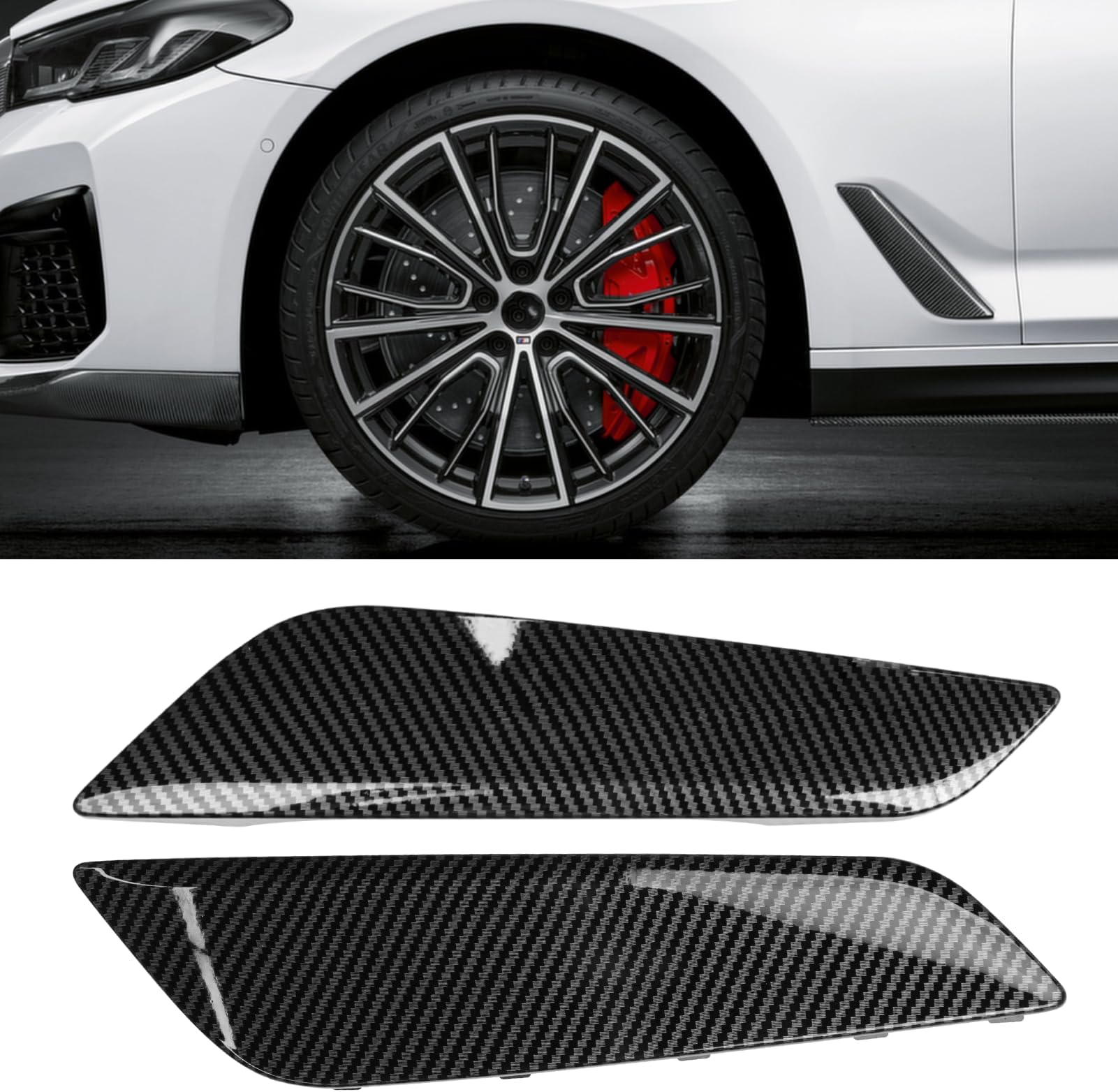Jaronx Compatible with BMW Fender Vent Replacement for 5 Series G30/G31 2017-2023, Carbon Fiber Pattern Side Fender Vent Trim Cover for BMW G31/G30 51137349593 51137349594