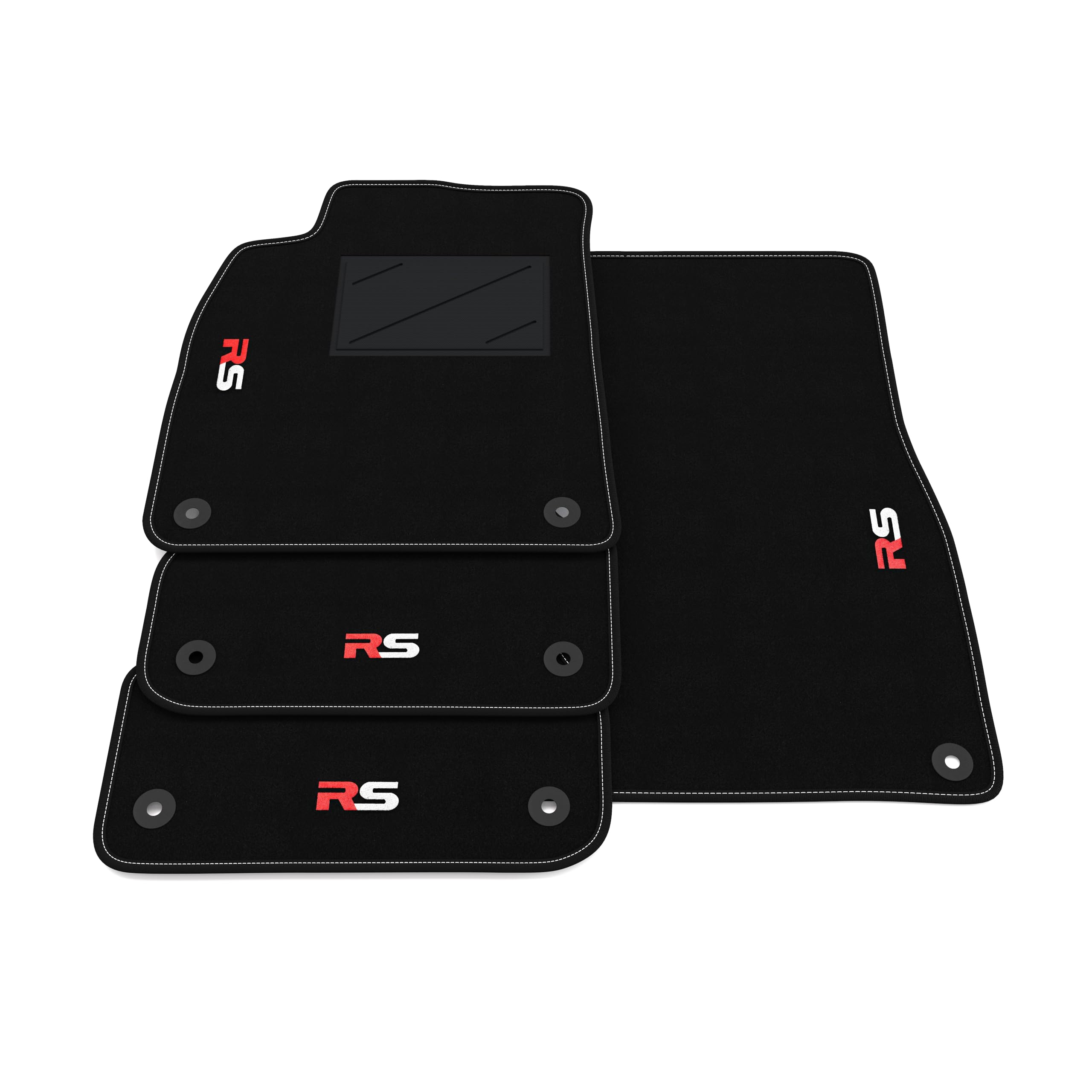 Kit Tappetini Auto compatibili con Audi A7 C7 2010-2018 | Set Tappeti in Moquette, ricamo R_S, Tappeto auto su misura