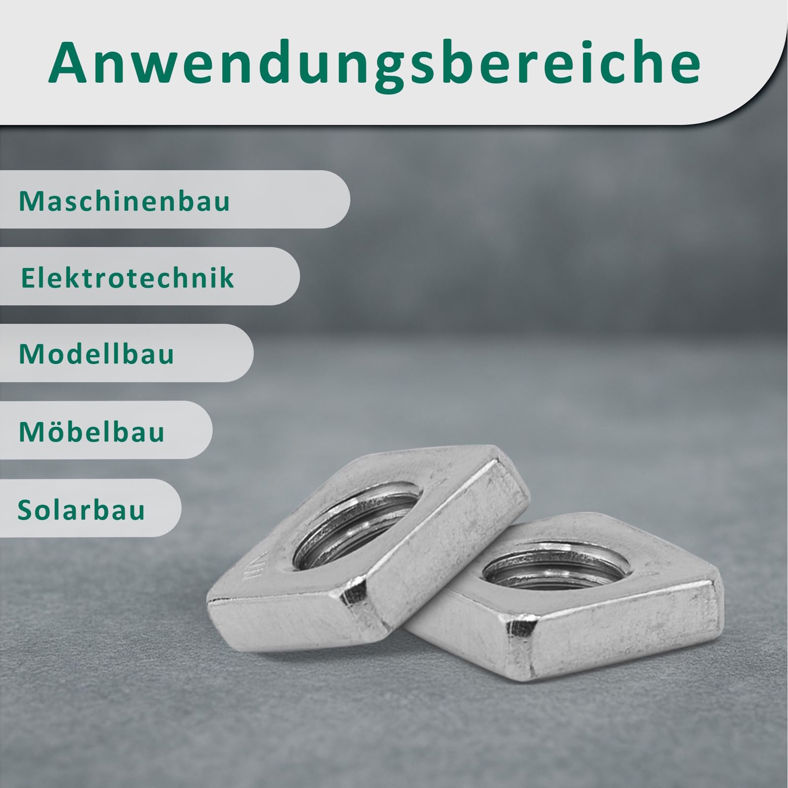 DSM | Dadi quadrati M5 secondo DIN 562 | forma bassa | Acciaio Inox A2/V2A - antiruggine e resistente alla corrosione | Dadi lisci, dadi quadrati, dadi di inserimento per profili scorrevoli, mobili