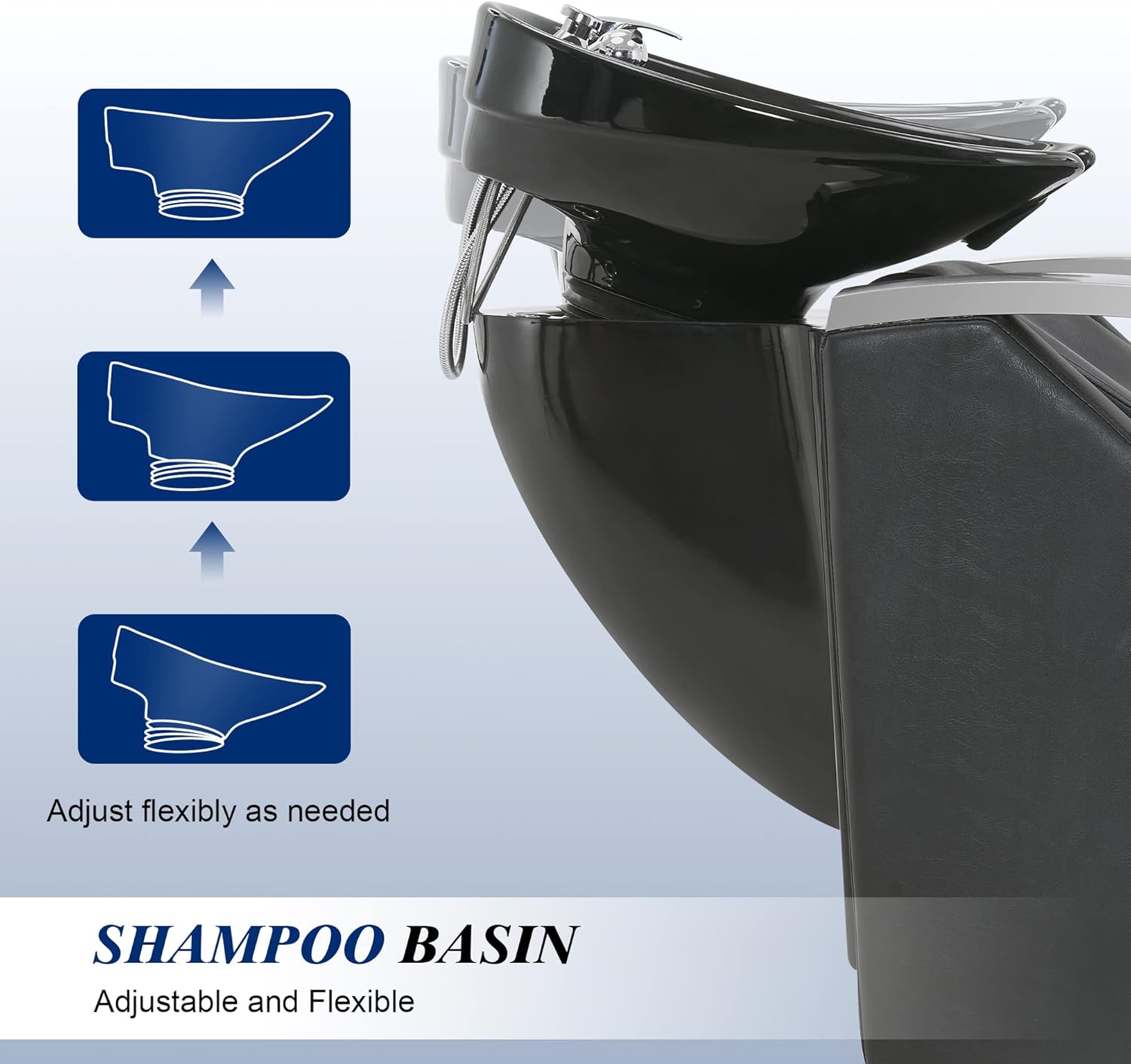 BarberPub Ceramic Bowl Shampoo Chair Extended Ceramic Shampoo Bowl Sink Chair Station for Spa Beauty Salon Professional Hair Salon Equipment 9077 (Black) : Beauty & Personal Care